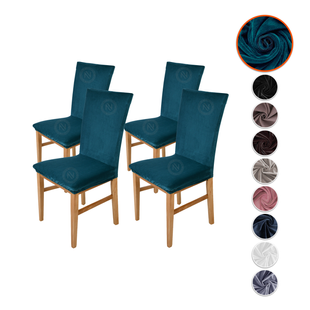 Комплект из 4 шт велюровых чехлов на стулья Nova Comfort (Изумрудный)