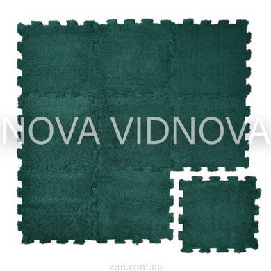Товстий і теплий килимок-пазл 2 см &ndash; м&rsquo;який ворс + амортизувальна EVA-основа, 31&times;31 см (Зелений)