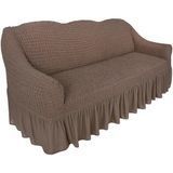 Чехол XXL BIG SIZE на диван С оборкой (Кофе с молоком) CH-D-OB-102-BR-XXL//4 фото