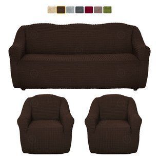 Чохол XXL BIG SIZE на диван та 2 крісла &mdash; Цільний (Шоколад-505) CH-D11-XXL-DBR//4 фото