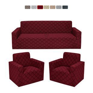 Жаккардовий чохол на диван та 2 крісла (Бордовий)