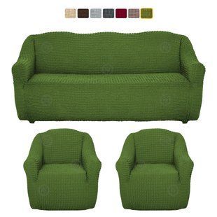Чохол XXL BIG SIZE на диван та 2 крісла &mdash; Цільний (Зелений-507) CH-D11-XXL-Green//4 фото