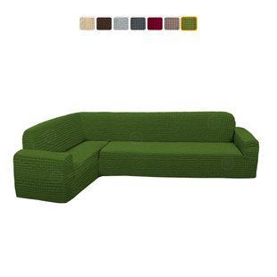 Чохол XXL BIG SIZE на кутовий диван &mdash; Цільний (Зелений) CH-UG-201-XXL-Green//4 фото