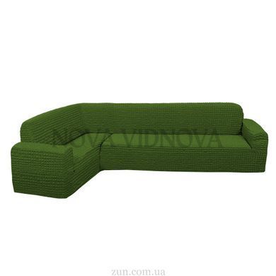 Чехол XXL BIG SIZE на угловой диван &mdash; Цельный (Зеленый-507) CH-UG-201-XXL-Green//4 фото