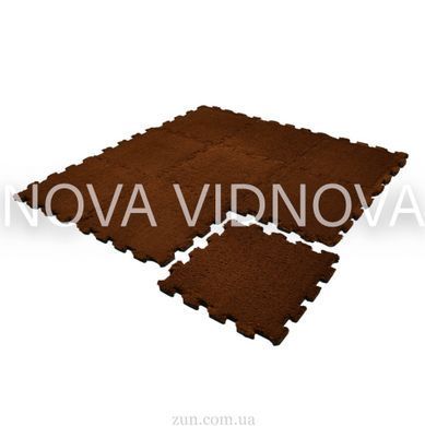 Толстый и теплый коврик-пазл 2 см &ndash; мягкий ворс + амортизирующая EVA-основа, 31&times;31 см (Шоколад)