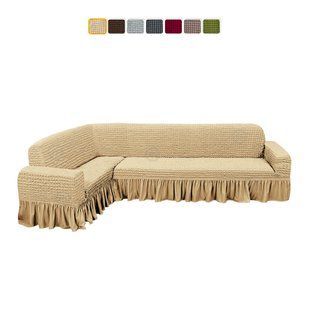 Чохол XXL BIG SIZE на кутовий диван &mdash; Оборка (Молочний) CH-UG-OB-108-XXL-W//4 фото