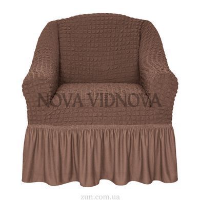Чехол XXL BIG SIZE на кресло &mdash; Оборка (Кофе с молоком-501) CH-KR-XXL-OB-BR//4 фото