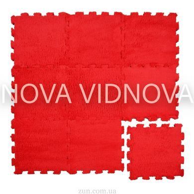 Товстий і теплий килимок-пазл 2 см &ndash; м&rsquo;який ворс + амортизувальна EVA-основа, 31&times;31 см (Червоний)