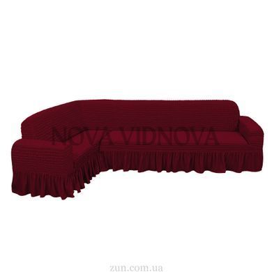 Чохол XXL BIG SIZE на кутовий диван &mdash; Оборка (Бордо-502) CH-UG-OB-108-XXL-B//4 фото